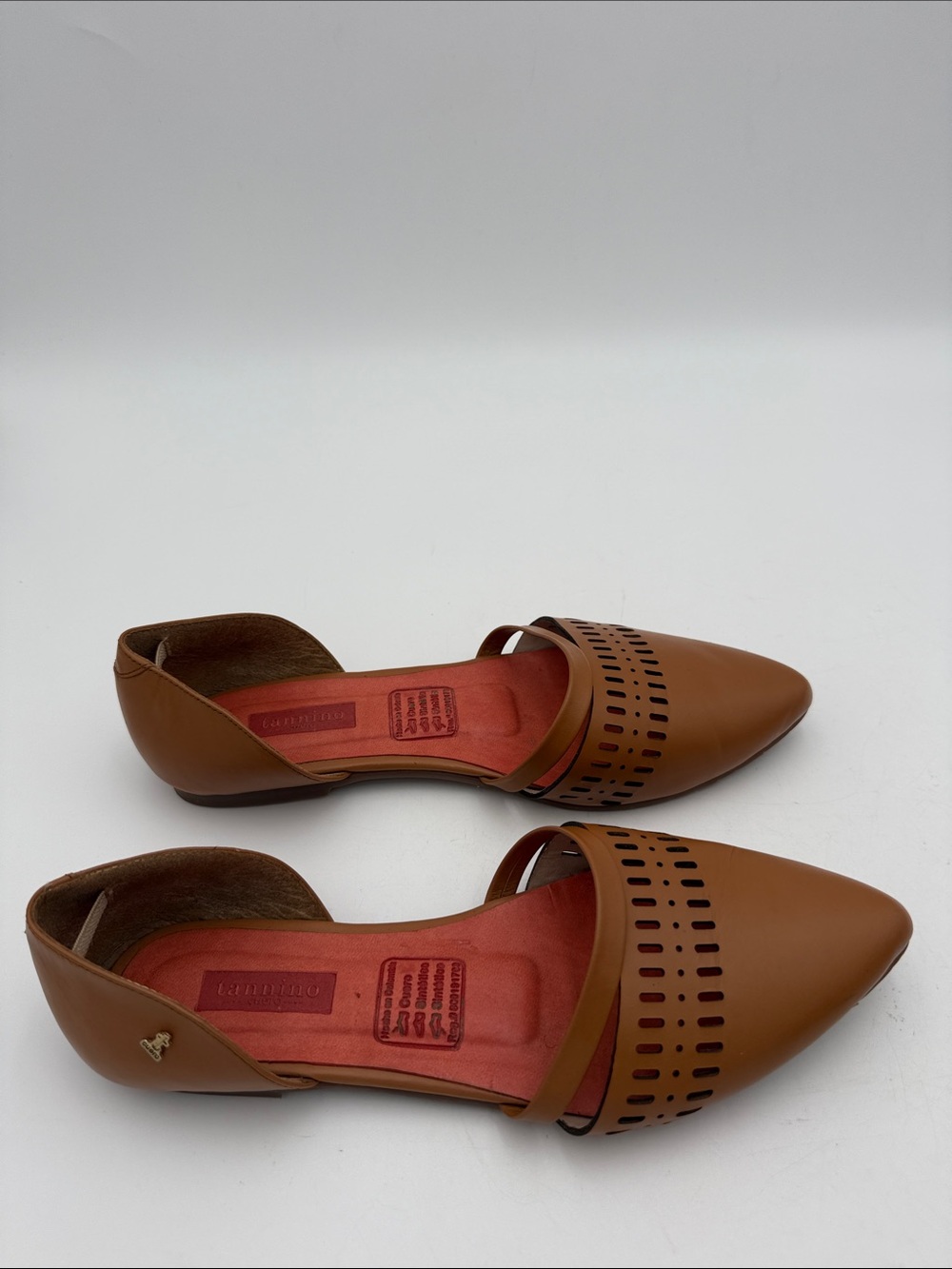 Tannino Women's Pointed D'Orsay Flats in Cognac Brown shoe women - Picture 3 of 10